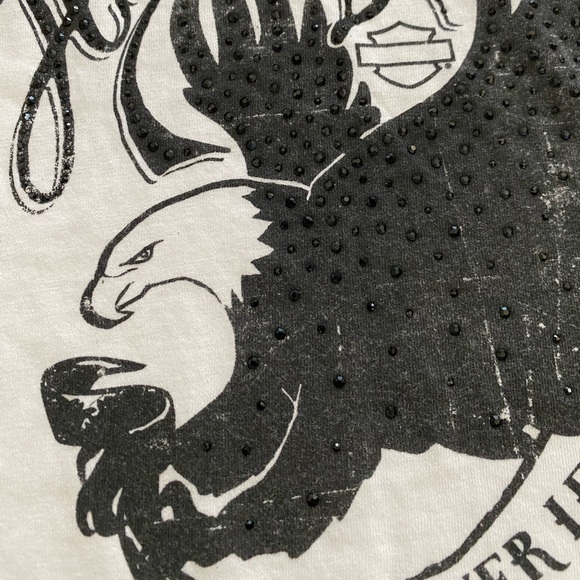 Harley Davidson Rhinestone Bling Eagle Tank Top Black & White - Picture 4 of 7